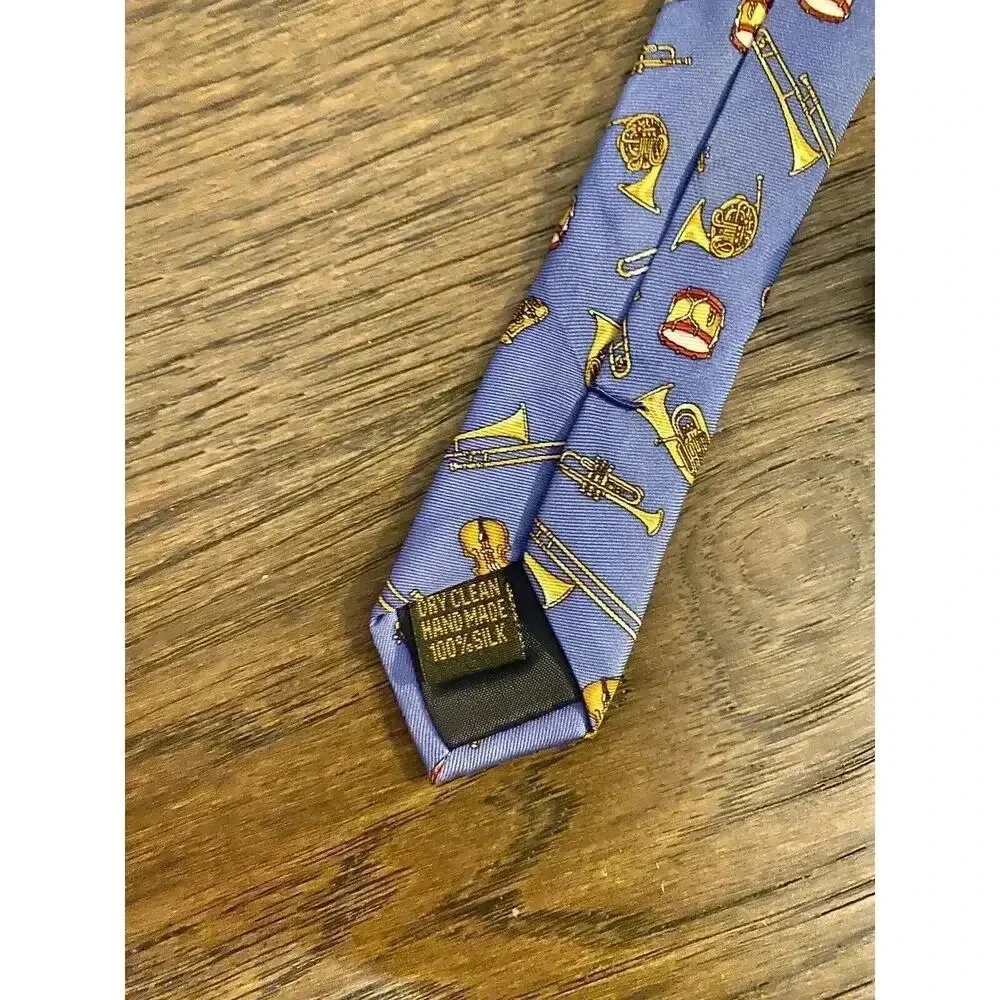 Alynn Vintage Silk Neck Tie Brass Section Music Jazz Instrument Band 100% Silk